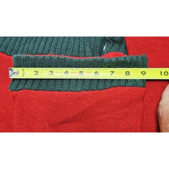 4 Vintage Knit Faux Button Up Christmas Stockings Red With Green Trim 18"L - Picture 8 of 8